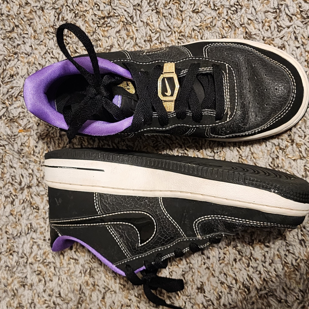 Stylish Black and Purple Kids Sneakers